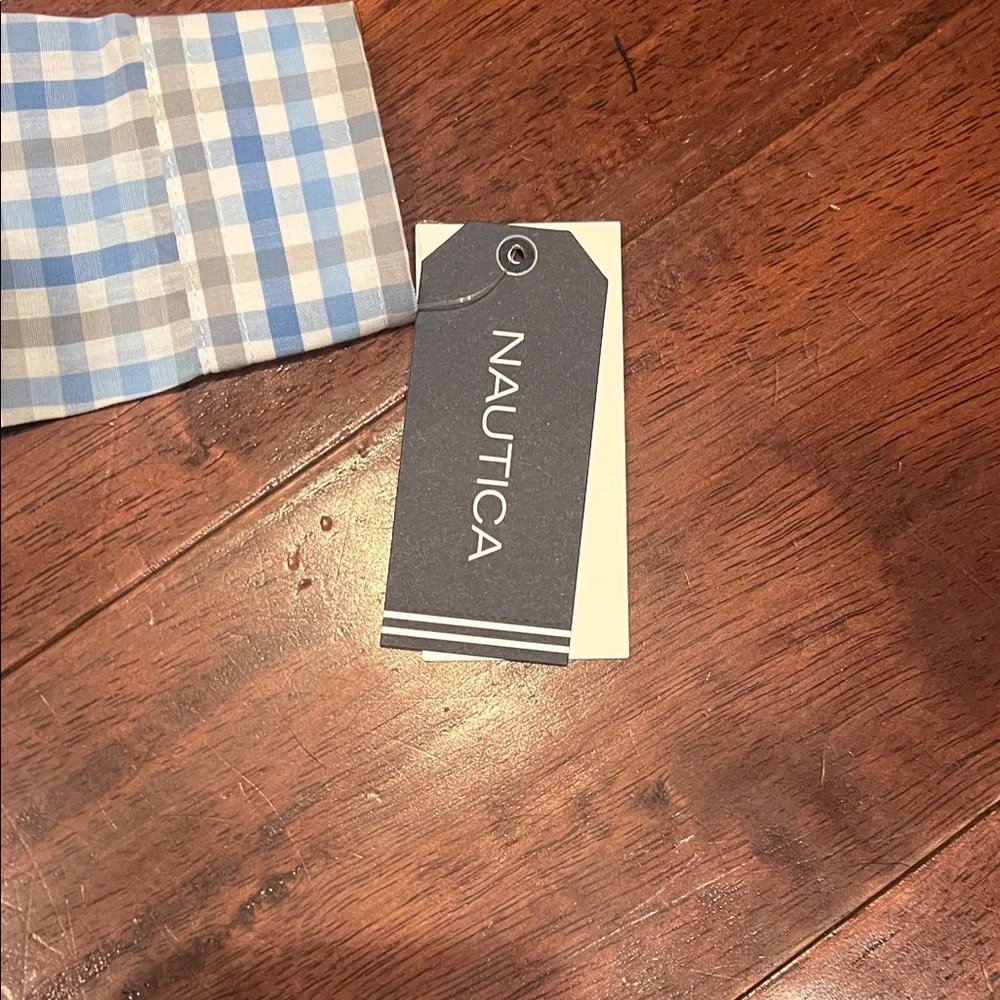 NWT-Nautica Suit - Blue and White Checkered Shirt with Navy Tie